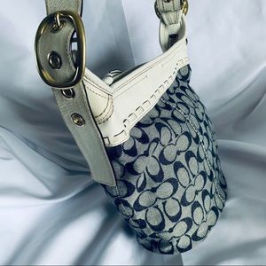 COACH Blue & White Canvas Bucket Bag